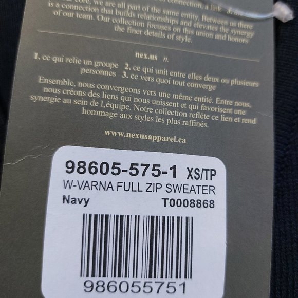 Nexus Apparel Women's Navy Full Zipper Sweater Size: XS - Picture 9 of 10